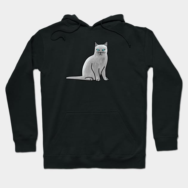 Russian Blue Cat Hoodie by Kelly Louise Art